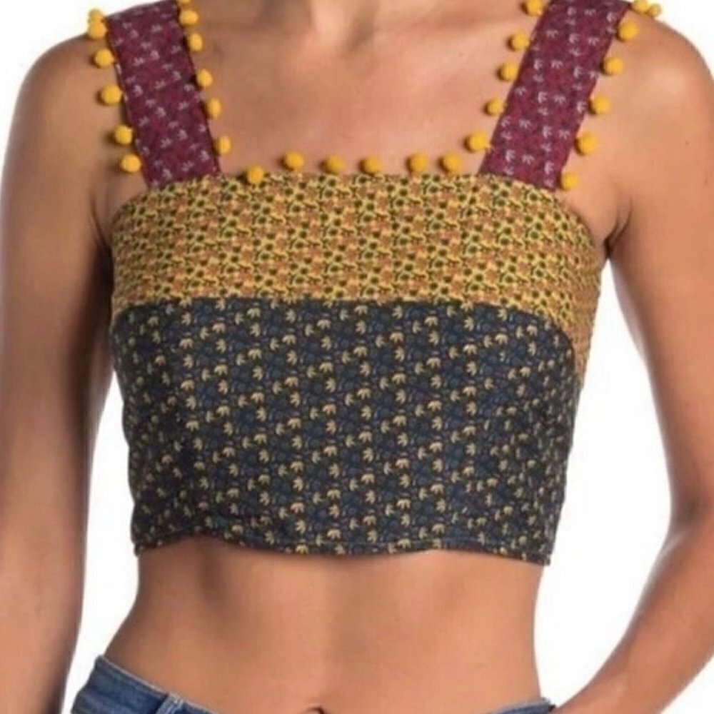FRENCH CONNECTION Adita Drape Mix Print Crop Top Size 10